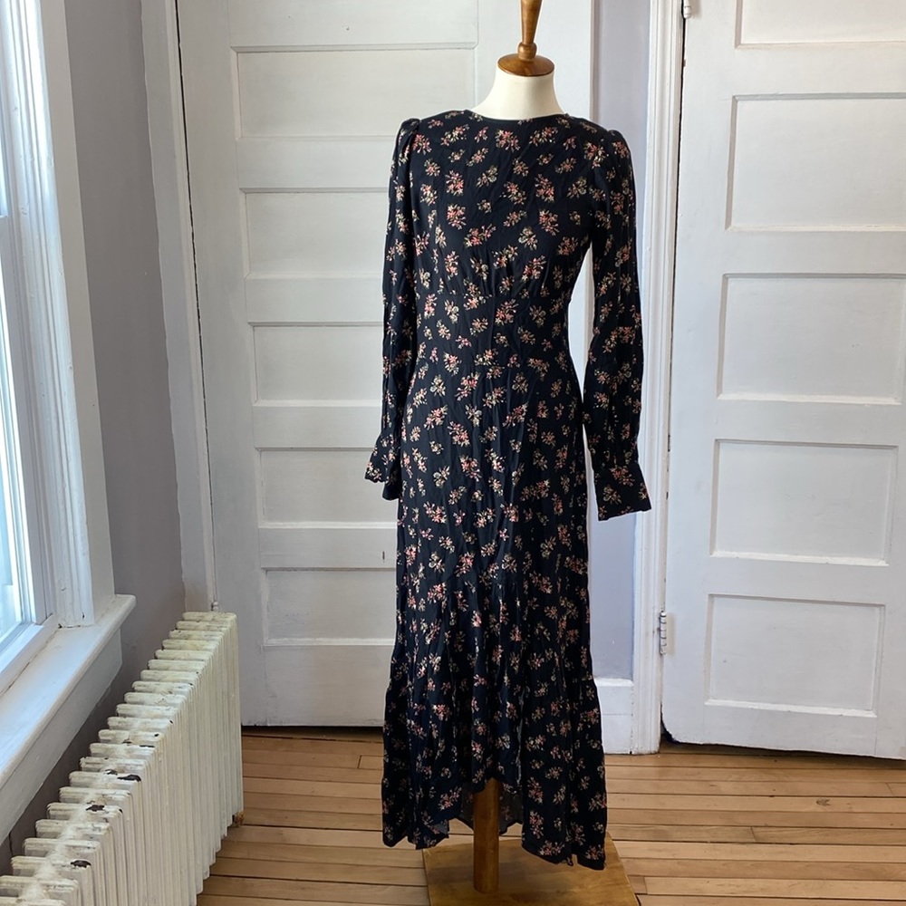 NWT AFRM Gilda Back Cutout Maxi Dress in Noir Bouquet, Size M - Picture 5 of 17